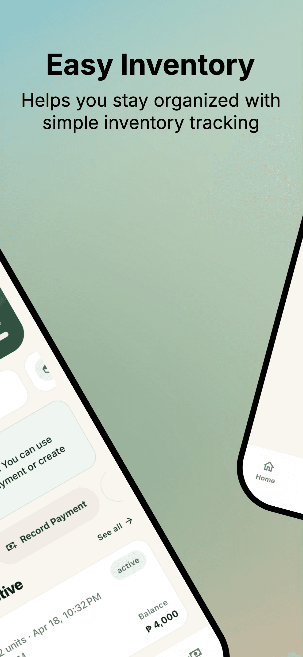 Activity feed with payment recording